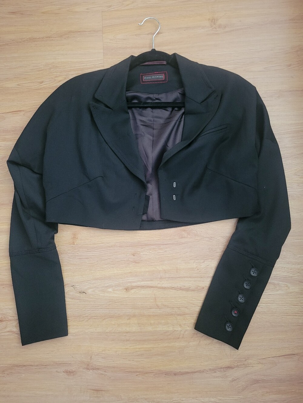 Beate Heymann Streetcouture Black Cropped Blazer Jacket - Size 36 (US 4/6)